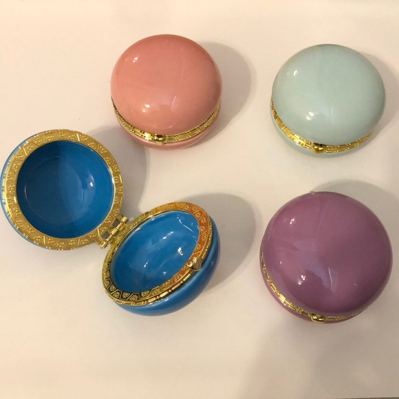 French Macaron Pastel Glass Hinged Trinket Boxes - Picture 2 of 12